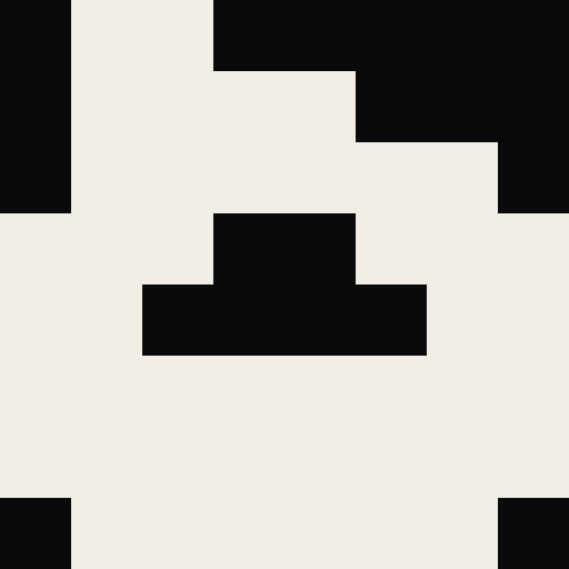 512 by 512 nearest-neighbour enlarge of the canonical 8 by 8 turd